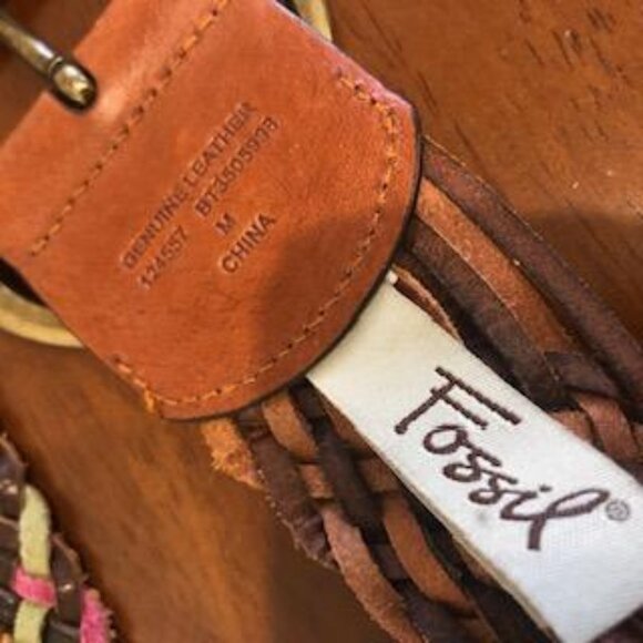 Fossil Woven Multicolor Leather Buckle Belt Size M. - Picture 7 of 16